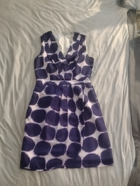 Banana Republic Dresses & Skirts - Banana Republic Purple and White Dot Print V-Neck Mini Dress
